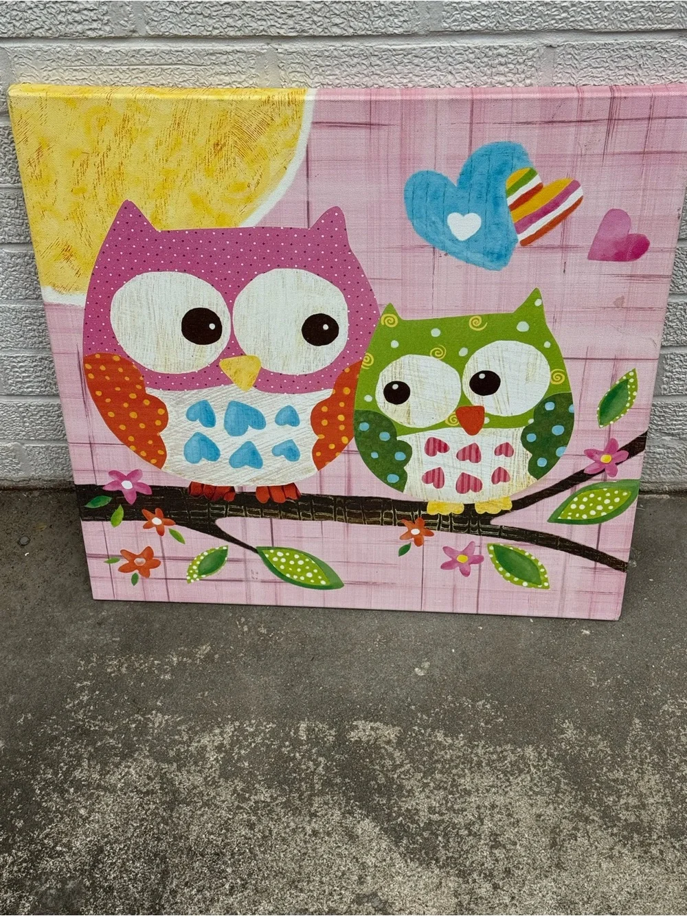Pink Owl Wall Art Canvas - Whimsical Nursery Decor